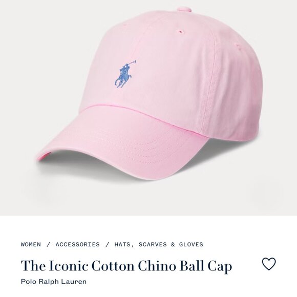 Ralph Lauren Polo Chino Ball Cap, Pink, Adjustable Strap, Cotton Chino Fabric - Picture 1 of 6
